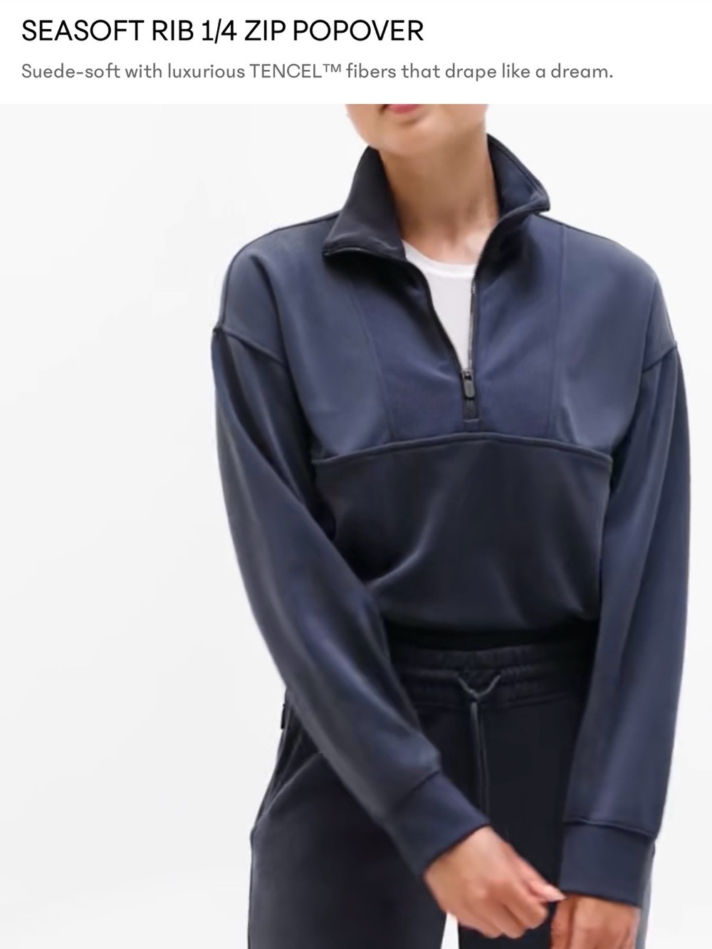 Athleta Seasoft Rib 1/4 Zip Popover - Navy